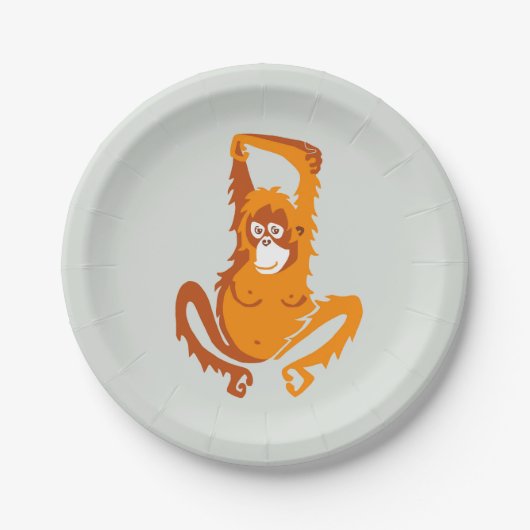 Assiettes En Carton Faune - ORANGUTAN - Animaux en voie de disparition (Devant)