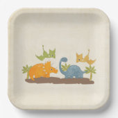 Assiettes En Carton Faune sauvage de Cute Dinosaure (Recto)