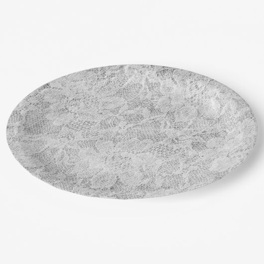 Assiettes En Carton Faux anciennes plaques en dentelle blanche (Angle)