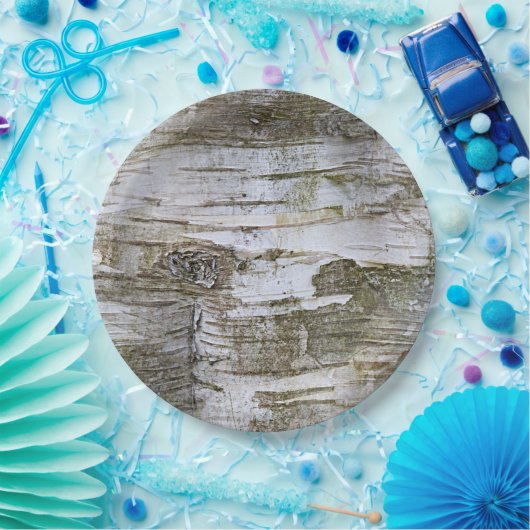 Assiettes En Carton Faux Birch Tree Bark Texture Look Motif (Fête)