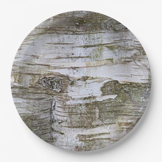 Assiettes En Carton Faux Birch Tree Bark Texture Look Motif (Devant)