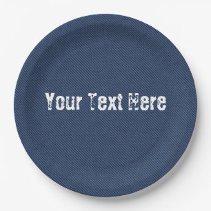 Assiettes En Carton Faux Blue Jeans Plaques en papier Denim et texte p