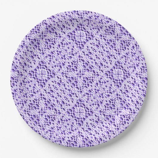 Assiettes En Carton Faux Crochet Mauve (Devant)