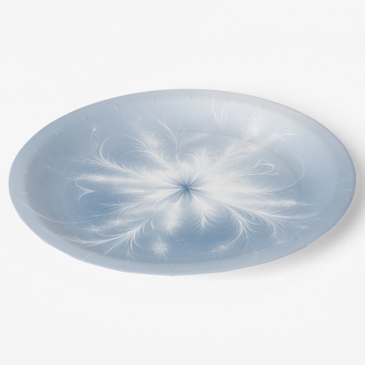 Assiettes En Carton Faux De Neige Blanc Fraîche Sur Bleu (Angle)