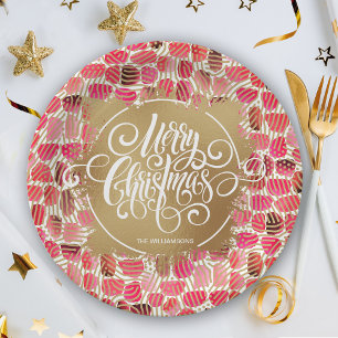 Assiettes En Carton Faux d'or moderne Foil Joyeux Berry Noël