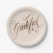 Assiettes En Carton Faux-foil Élégant Grateful Script pour Thanksgivin (Devant)