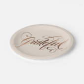 Assiettes En Carton Faux-foil Élégant Grateful Script pour Thanksgivin (Angle)