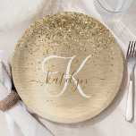 Assiettes En Carton Faux Gold brossé Parties scintillant métallique Im<br><div class="desc">Personnalisez facilement ce design chic et branché de plaque en papier avec une jolie parties scintillant dorée brillante sur un arrière - plan métallique brossé à l'or.</div>