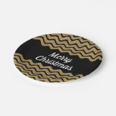 Assiettes En Carton Faux Gold Parties scintillant Black Stripes Noël (Angle)