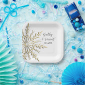 Assiettes En Carton Faux Gold Snowflake Mariage d'hiver (Fête)