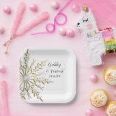 Assiettes En Carton Faux Gold Snowflake Mariage d'hiver (Fête)
