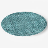 Assiettes En Carton Faux Rattan Turquoise Turquoise Zigzag Motif (Angle)