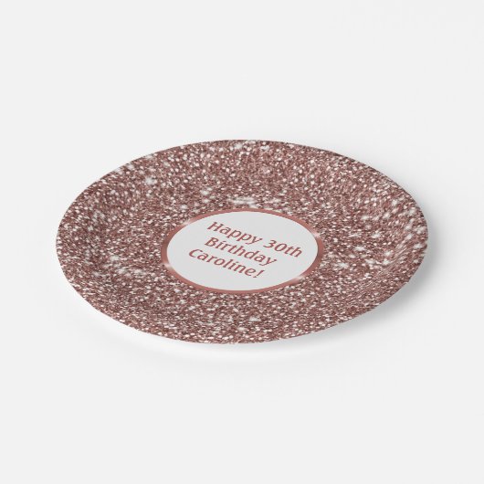 Assiettes En Carton Faux Rose Parties scintillant or Texture Look & Cu (Angle)