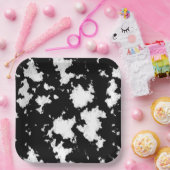 Assiettes En Carton Faux Vache Impression noir et blanc (Fête)