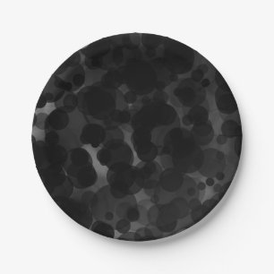 Assiettes En Carton Faveurs de fête modernes chic points noir et blanc