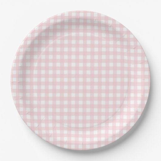 Assiettes En Carton Faye et Lauren Blush En vichy (Devant)
