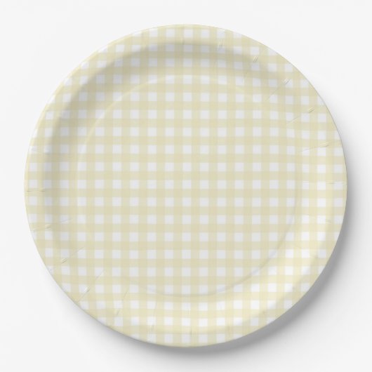 Assiettes En Carton Faye et Lauren Pastel En vichy jaune (Devant)