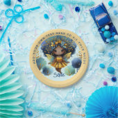 Assiettes En Carton Fée africaine Anniversaire Turquoise or rose princ (Fête)