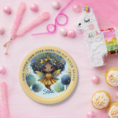 Assiettes En Carton Fée africaine Anniversaire Turquoise or rose princ (Fête)