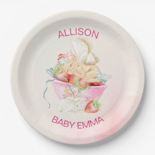Assiettes En Carton Fée de fille bébé en Baby shower rose