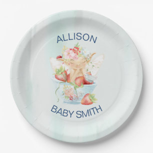 Assiettes En Carton Fée de fille bébé en Baby shower rose