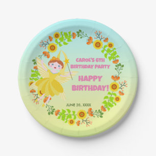 Assiettes En Carton Fée de jardin avec ses amis animaux Fête d'anniver