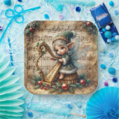 Assiettes En Carton Fée de Noël Jouer une harpe (Fête)
