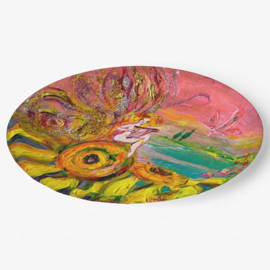 Assiettes En Carton FÉE DES TOURNE-SOLS  Fantaisie (Angle)