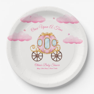 Assiettes En Carton Fée douce rose Princesse Carrosse Baby Shower 