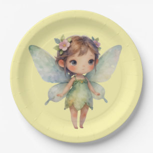 Assiettes En Carton Fée du Bois Enchanté : lutin vert pastel