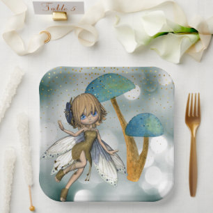 Assiettes En Carton Fée en vert