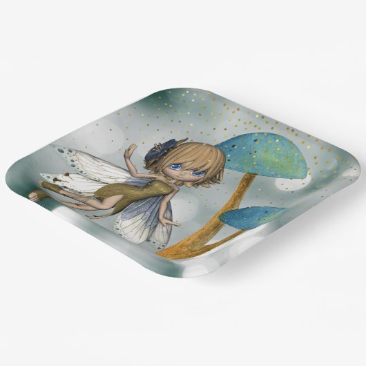 Assiettes En Carton Fée en vert (Angulaire)