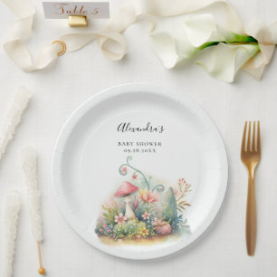 Assiettes En Carton Fée Enchantée Jardin Champignons Baby Girl Douche