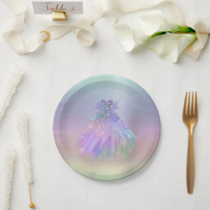Assiettes En Carton Fée Ethereal Rainbow Ombre Pastel Sheen