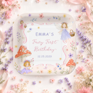 Assiettes En Carton Fée Fantaisiste Fleur Sauvage Premier 1er Annivers