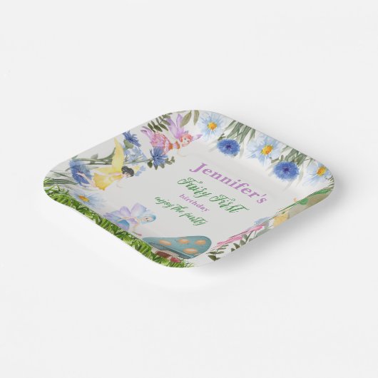 Assiettes En Carton Fée Fée Fée Fée d'anniversaire Fées et Fleurs n'im (Angulaire)