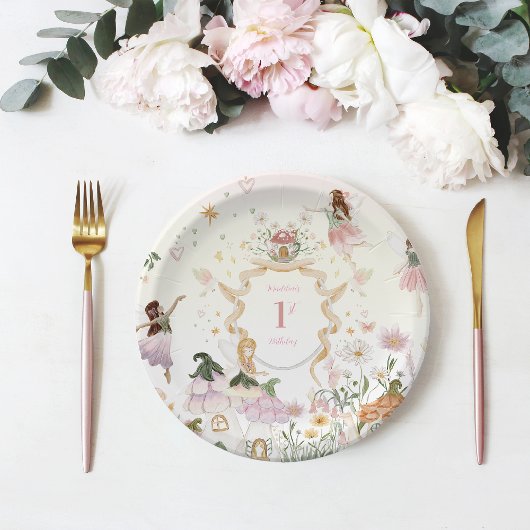 Assiettes En Carton Fée florale magique fête d'anniversaire