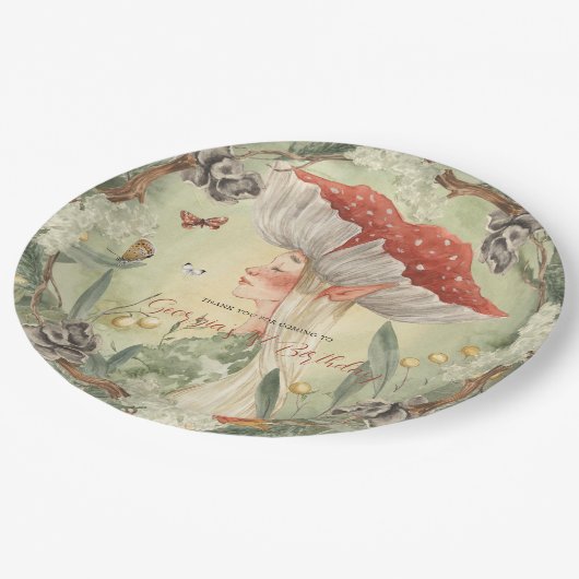 Assiettes En Carton Fée magique de la forêt d'automne | Anniversaire (Angle)