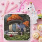 Assiettes En Carton Fée mignonne à cheveux roses rencontre Ladybug (Fête)