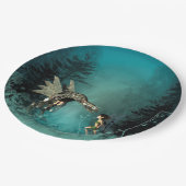 Assiettes En Carton Fée mignonne avec le dragon de vapeur dans une (Angle)