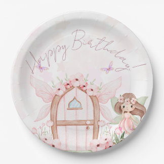 Assiettes En Carton Fée Première Fille Personnalisée pour 1er Annivers