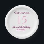 Assiettes En Carton Fée rose 15e anniversaire simple moder quinceanera<br><div class="desc">conception filaire</div>