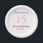 Assiettes En Carton Fée rose 15e anniversaire simple moder quinceanera<br><div class="desc">conception filaire</div>