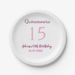 Assiettes En Carton Fée rose 15e anniversaire simple moder quinceanera