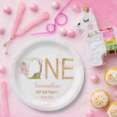 Assiettes En Carton Fée rose Forêt Florale 1er anniversaire (Fête)