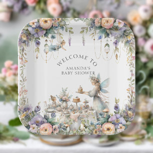 Assiettes En Carton Fée Thé Floral Enchantée Party Baby Girl Douche