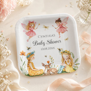 Assiettes En Carton Fées charmantes Baby Shower Animaux de la Forêt 