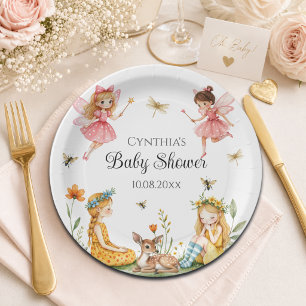 Assiettes En Carton Fées charmantes Baby Shower Animaux de la Forêt 
