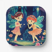 Assiettes En Carton Fées Forestières Magiques Enchantées Jouant (Recto)