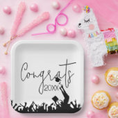 Assiettes En Carton Félicitations À La Diplôme Avec Casquette (Fête)